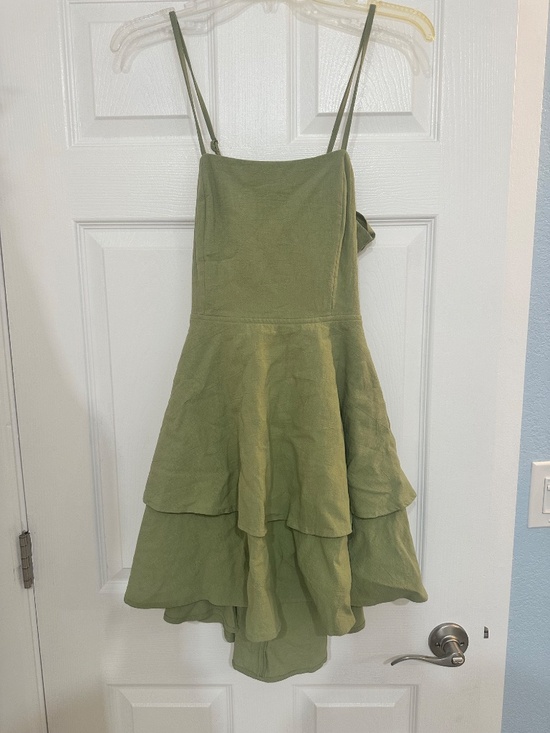 Halara Backless Adjustable Strap Tie Back Tiered Ruffle Flowy Slip Mini Dress - Picture 3 of 4